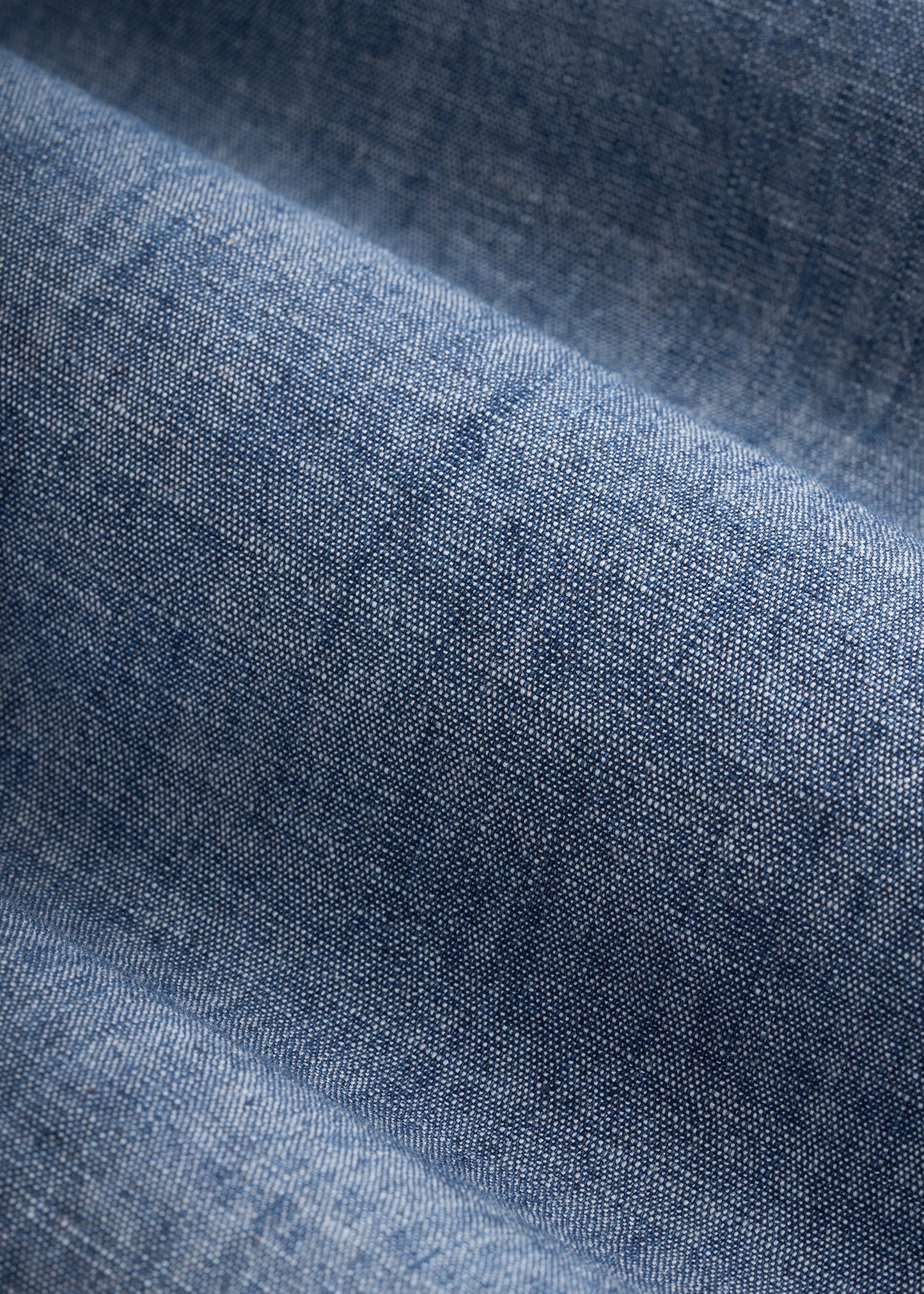 Short Sleeve Chambray Shirt for Tall Men in Mid Blue Chambray