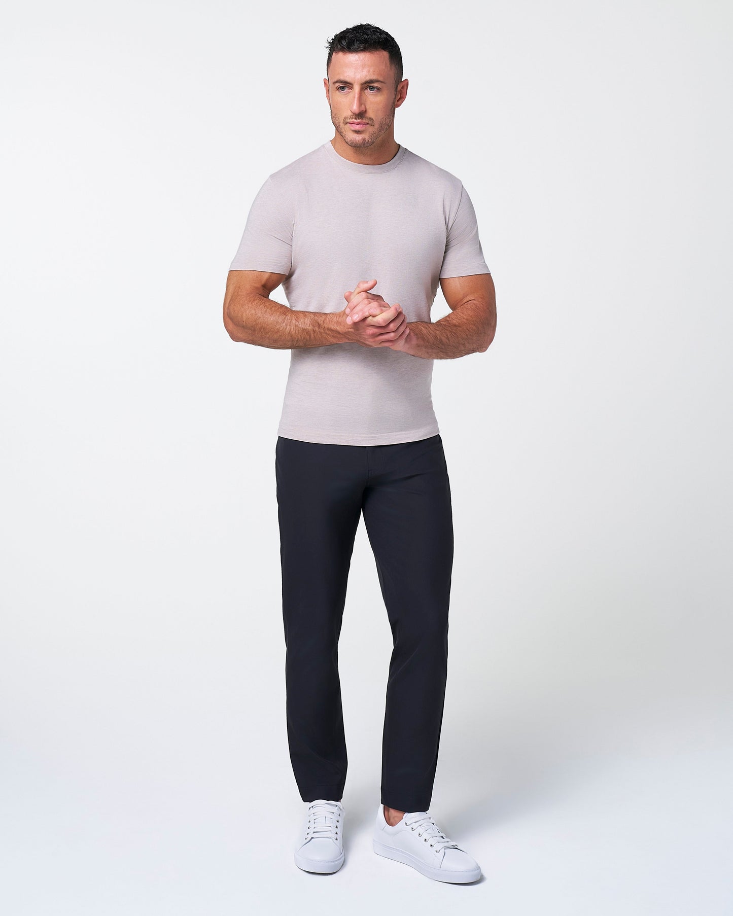 "The Sinclair" Heathered Cream Short Sleeve Crewneck