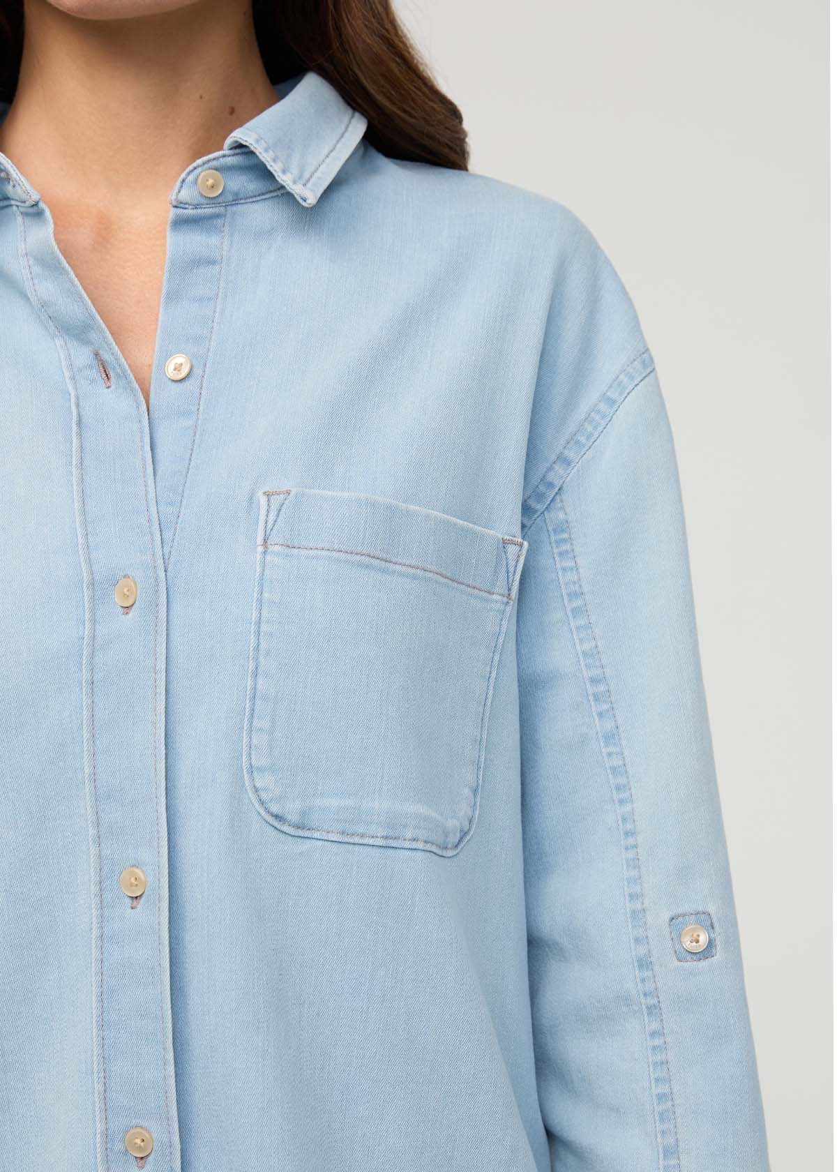 Performance Denim Lite Relaxed Button Down - Bleach