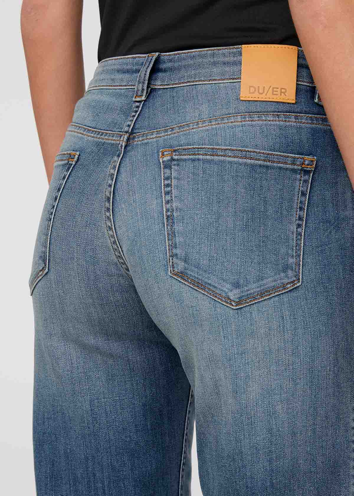 Performance Denim Mid Rise Straight - Blue Ash