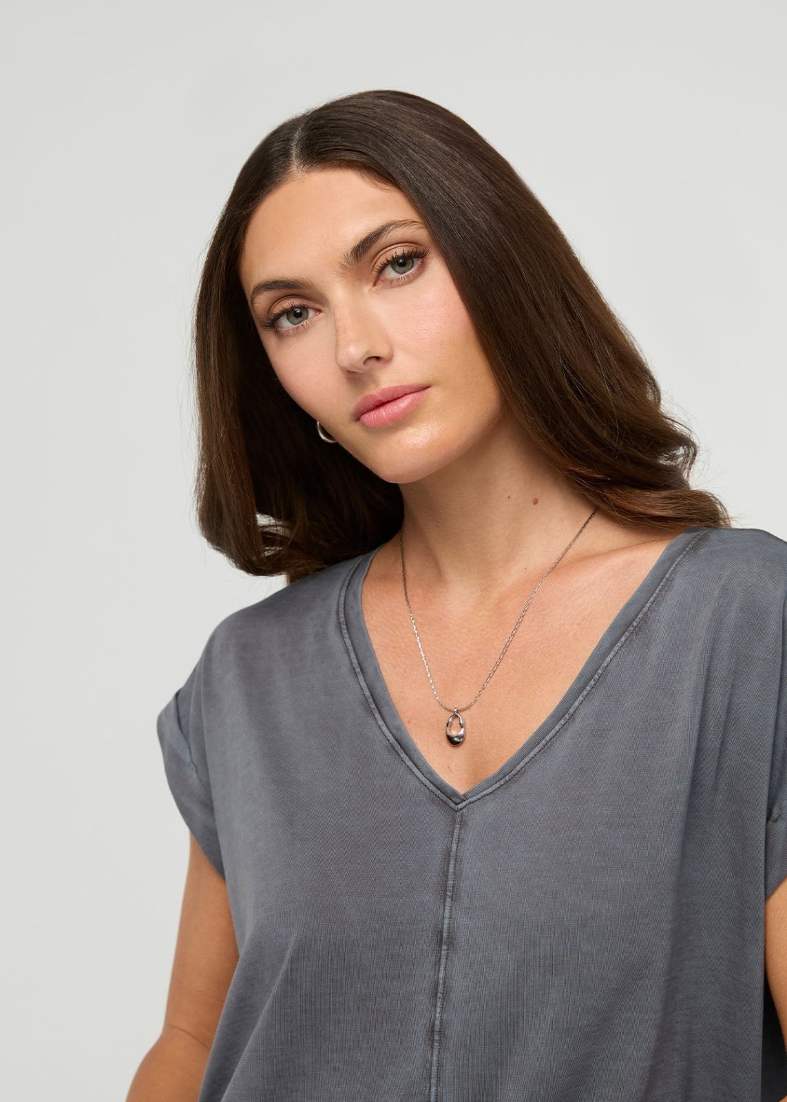 PurePima Dolman V-Neck - Washed Grey