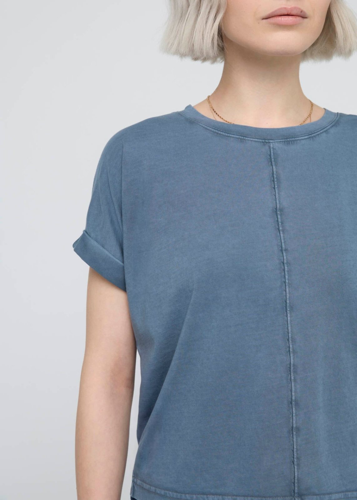 PurePima Dolman Tee - Washed Stone Blue