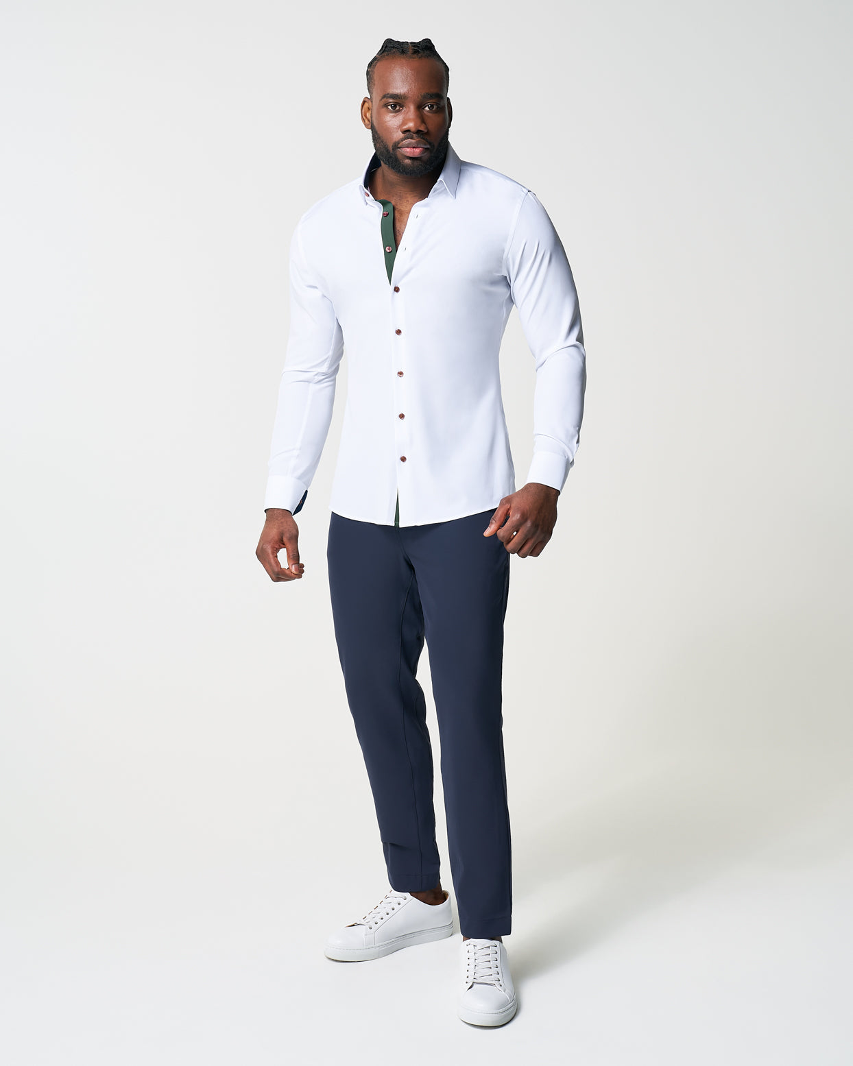 "The Smokey" Solid White With Olive Accents