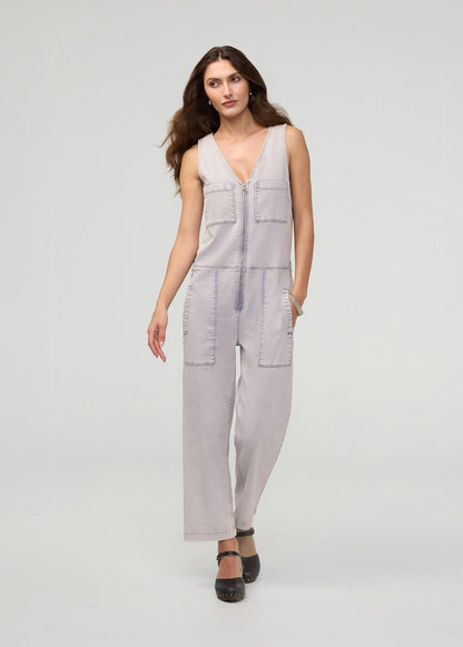 Performance Denim Utility Jumpsuit - Quartz Fade
