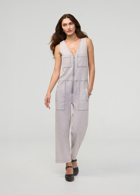 Performance Denim Utility Jumpsuit - Quartz Fade