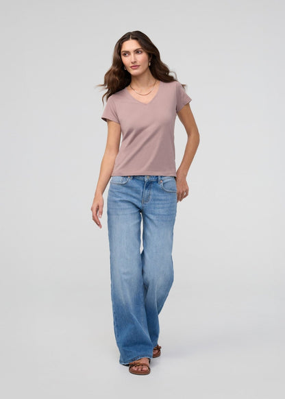 PurePima Slim V-Neck - Hazy Mauve