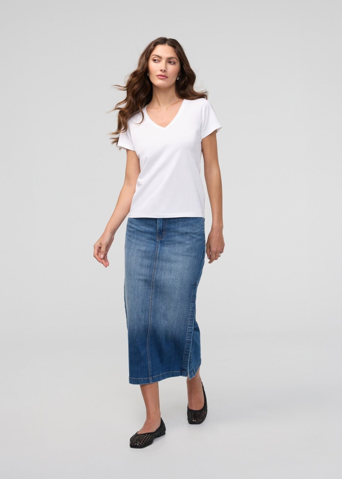 PurePima Slim V-Neck - White