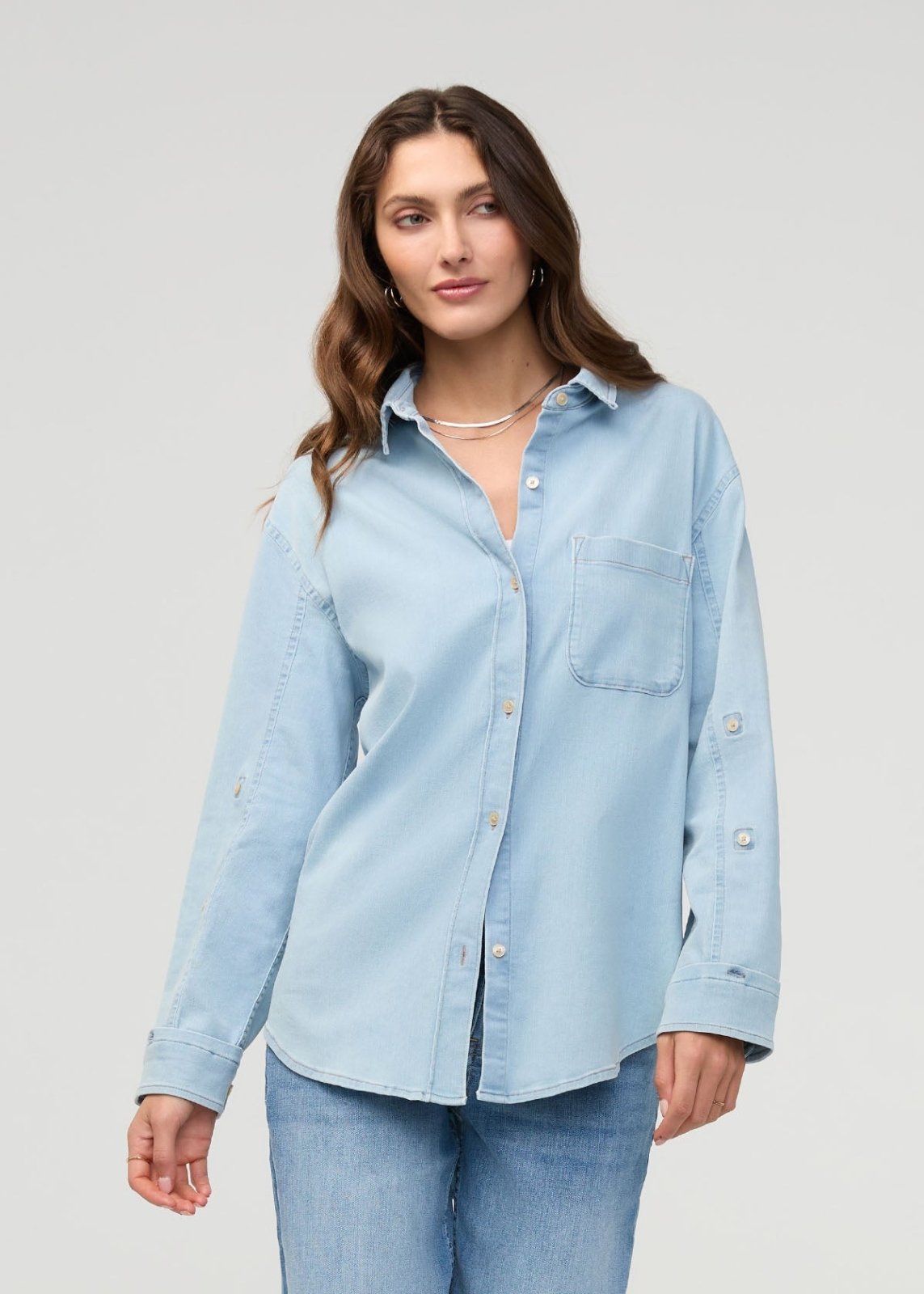 Performance Denim Lite Relaxed Button Down - Bleach