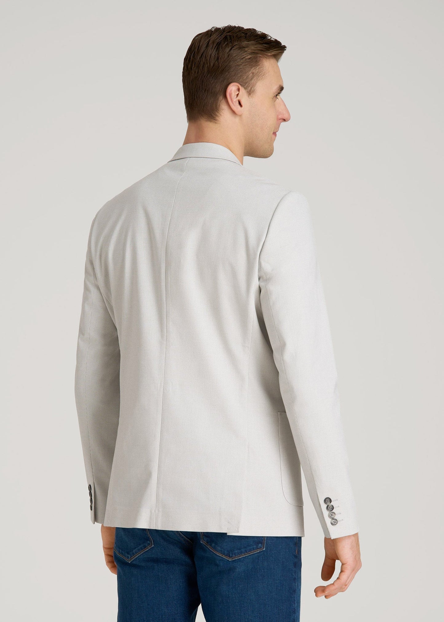 Core Blazer for Tall Men in Light Grey Houndstooth
