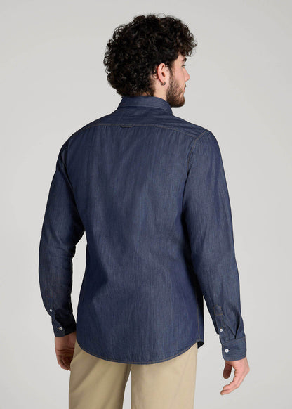 Chambray Button-Down Shirt for Tall Men in Dark Chambray