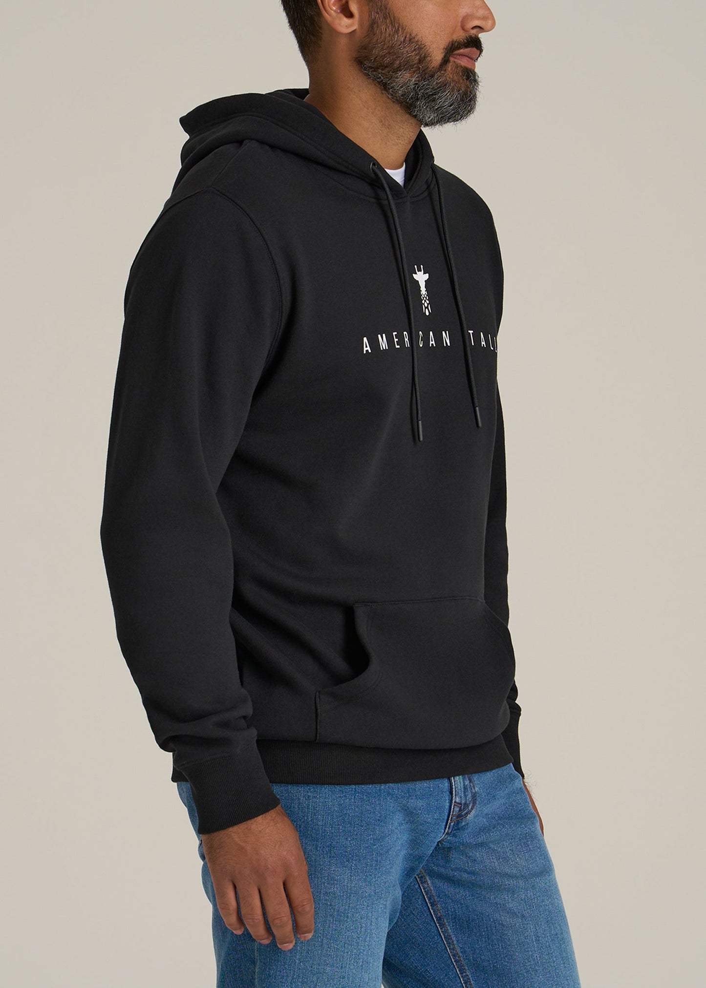 Regular Corporate Logo Hoodie for Men in Black
