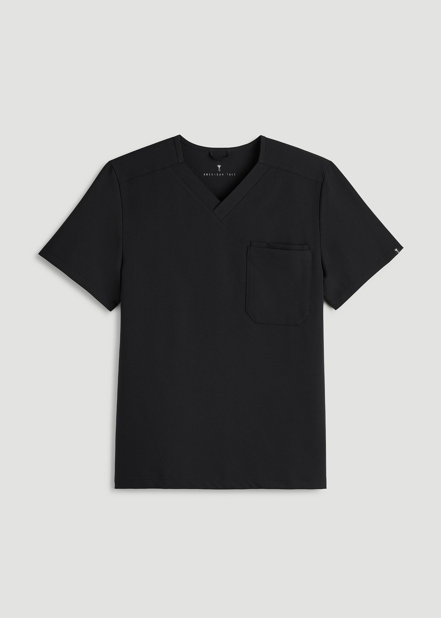Short-Sleeve V-Neck Scrub Top for Tall Men in Black