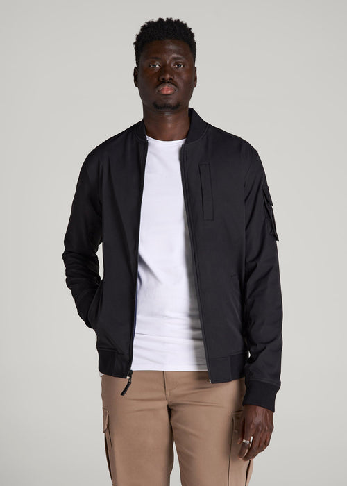 Reversible Bomber Jacket for Tall Men in Black and Navy