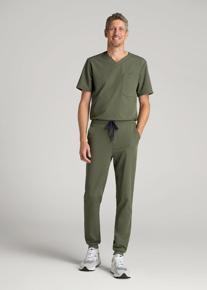 Scrub Joggers for Tall Men in Clover Green