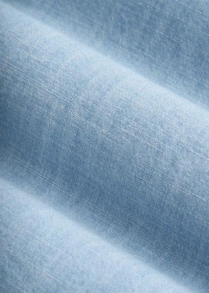Short Sleeve Chambray Shirt for Tall Men in Light Blue Chambray