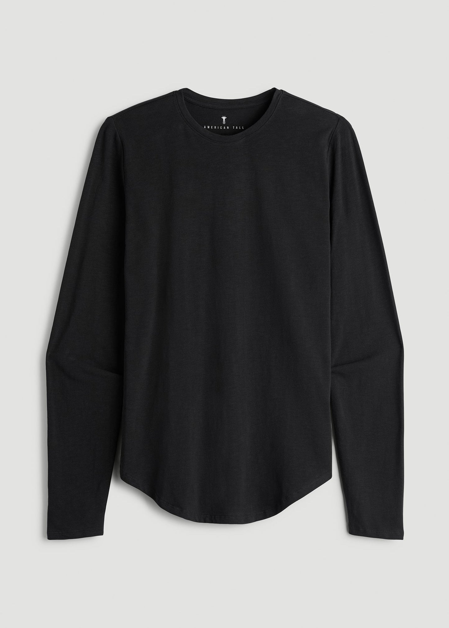 Slub Long Sleeve Scoop Tee for Tall Men in Black