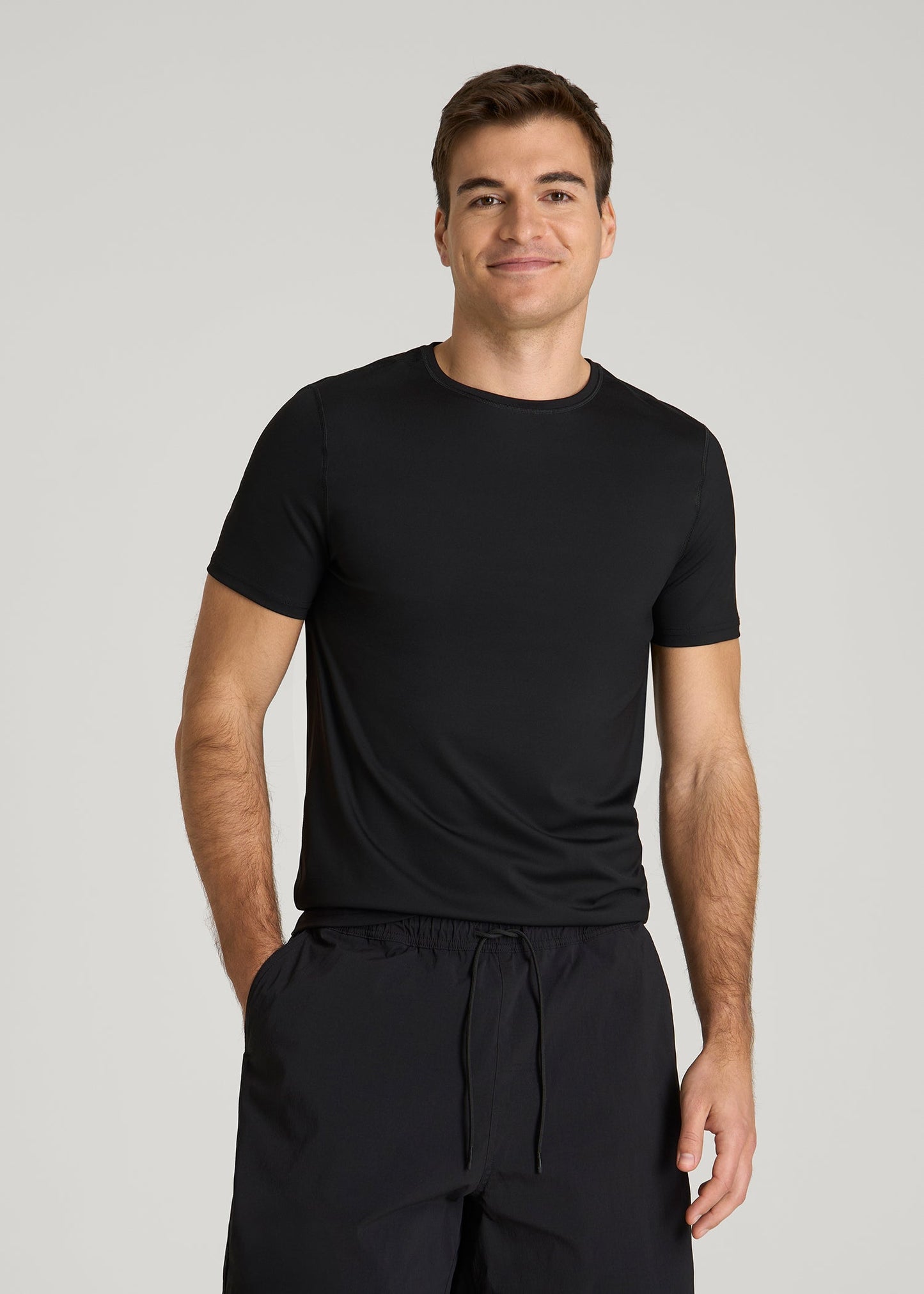 Short Sleeve Rashguard for Tall Men in Deep Black