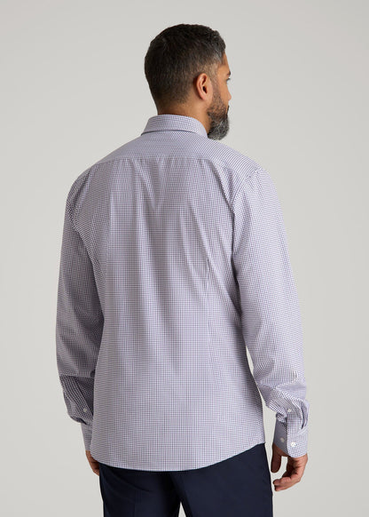 Traveler Stretch Dress Shirt in Plum and Black Grid