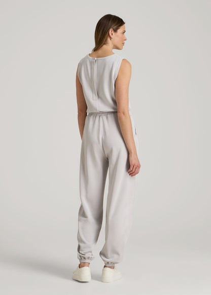Soft Motion Sleeveless Sweatpant Jumpsuit for Tall Women in Vapor Grey