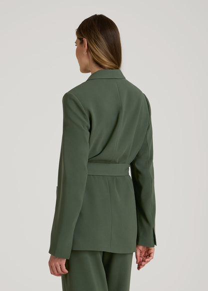 Crepe Wrap Blazer for Tall Women in Climbing Ivy