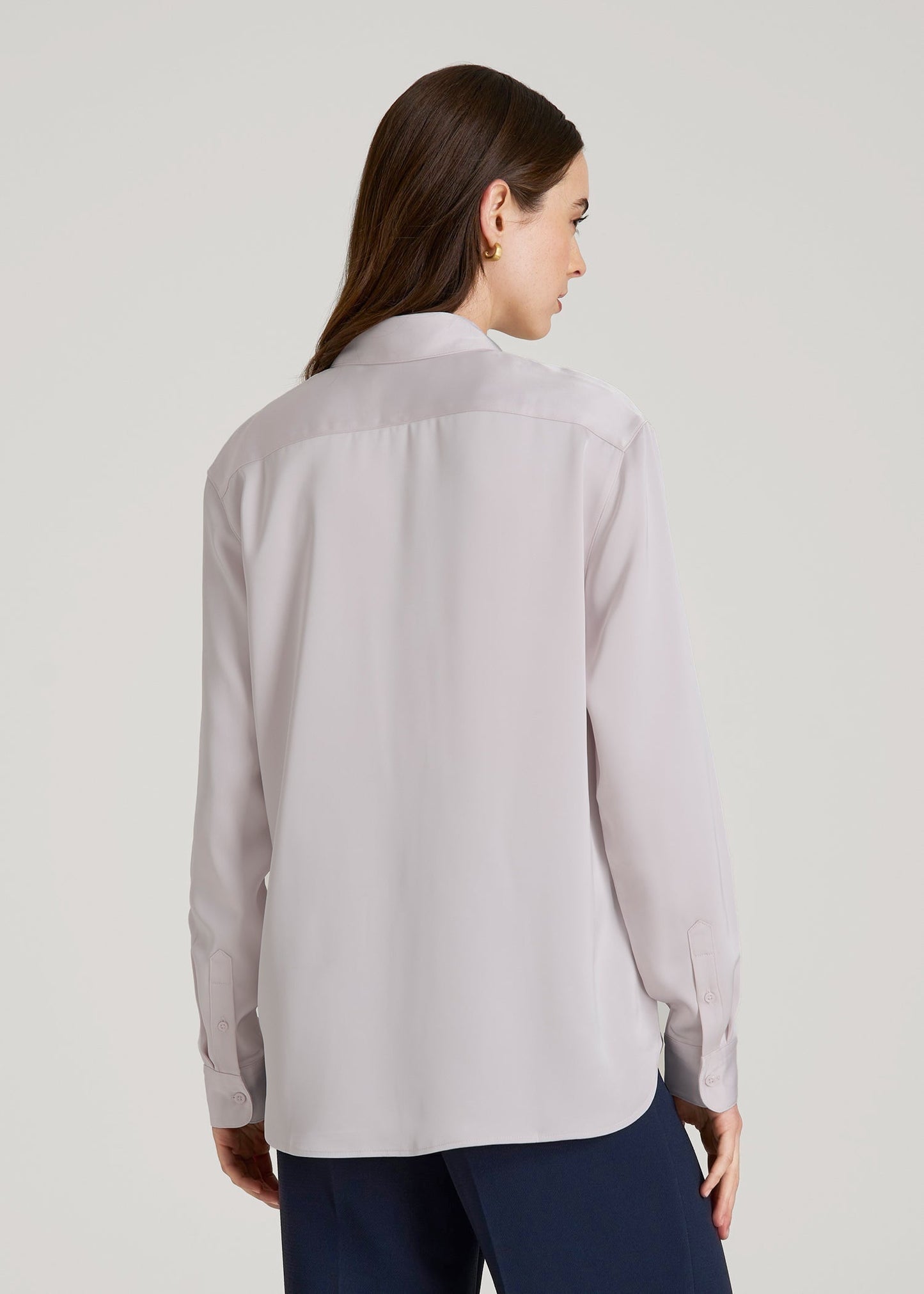 Relaxed Button-Up Blouse for Tall Women in Grey Lilac