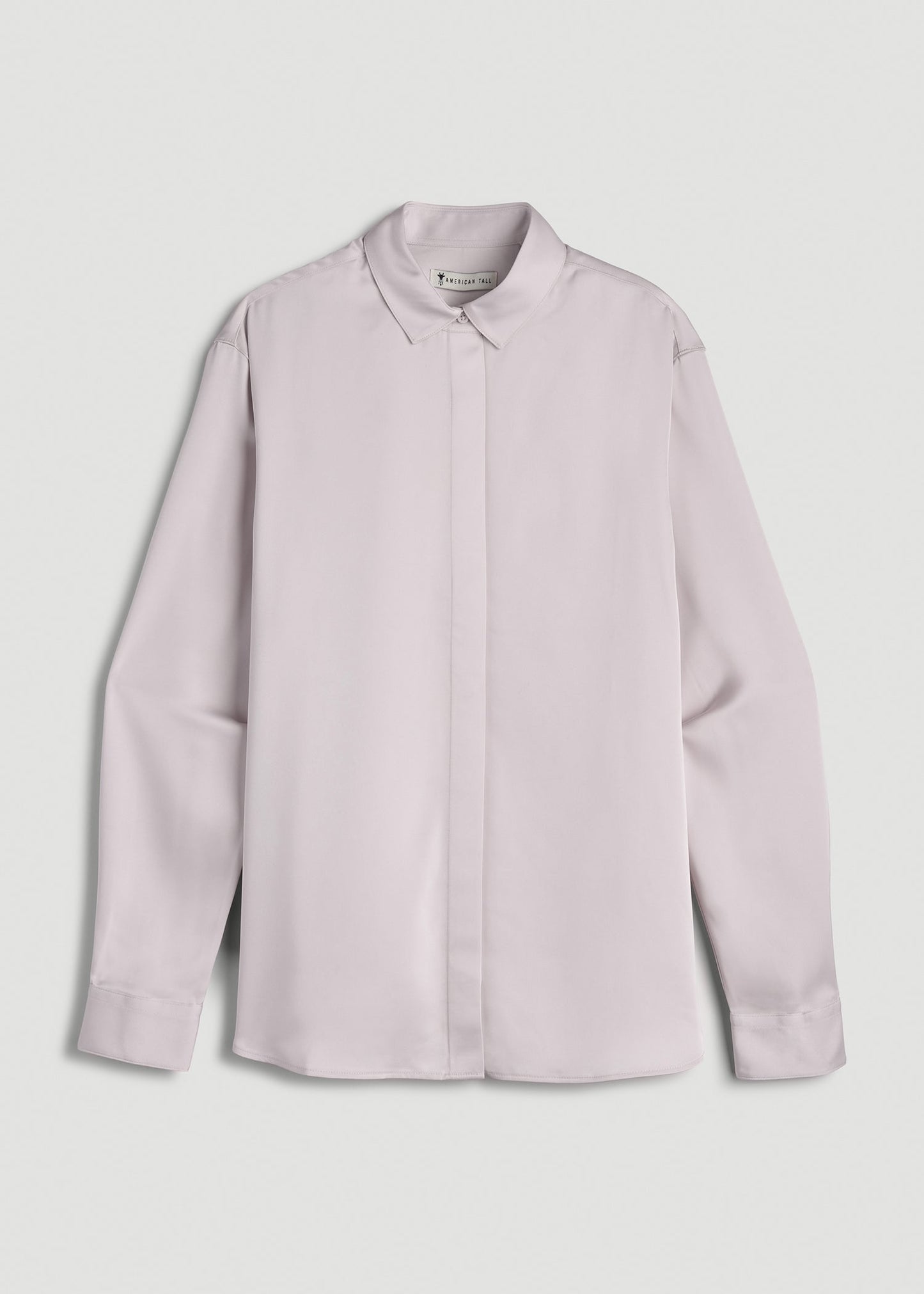Relaxed Button-Up Blouse for Tall Women in Grey Lilac