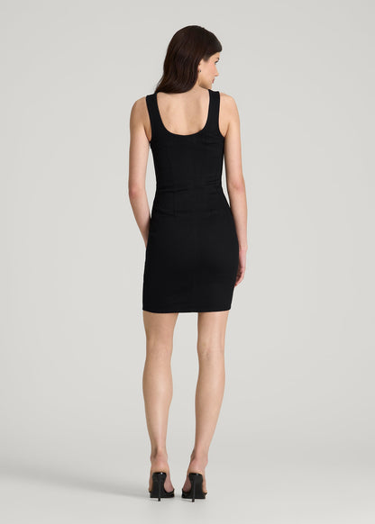 Short Denim Tank Dress for Tall Women in Optimum Black