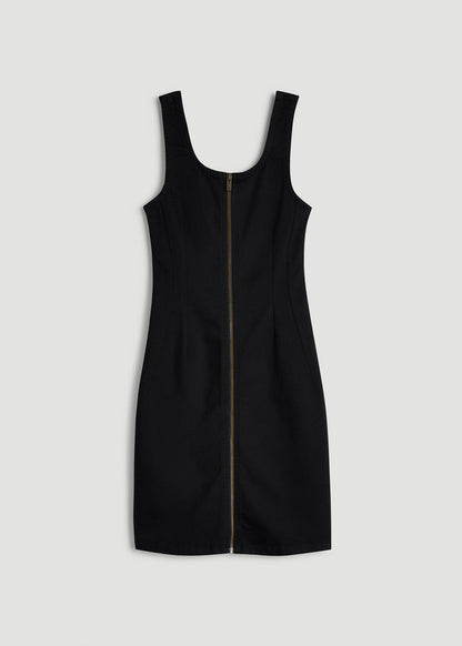 Short Denim Tank Dress for Tall Women in Optimum Black