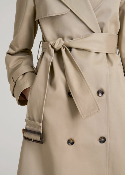 Relaxed Trench Coat for Tall Women in Light Khaki