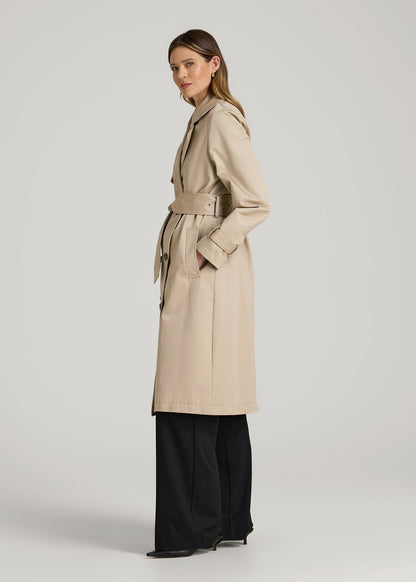 Relaxed Trench Coat for Tall Women in Light Khaki