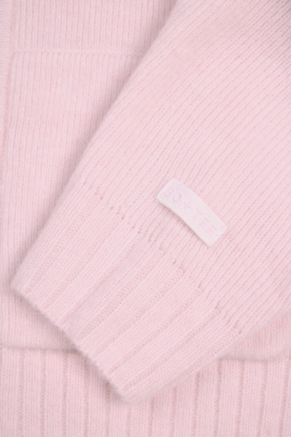 Soft Knit Zip-Up Cropped Hoodie in Soft Pink