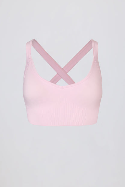 Super Sculpt Seamless Crossback Sports Bra in Soft Pink