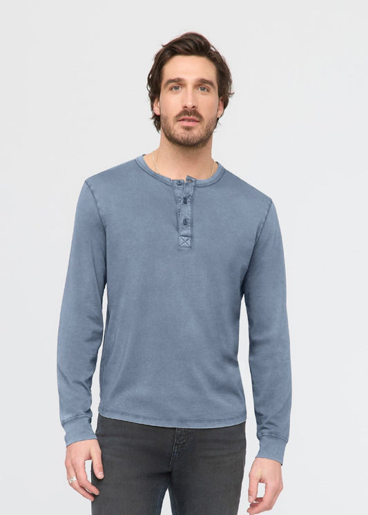 PurePima Vintage Henley - Washed Stone Blue