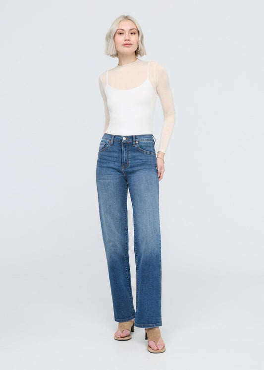 Performance Denim+ High Rise Straight - Mid Blue