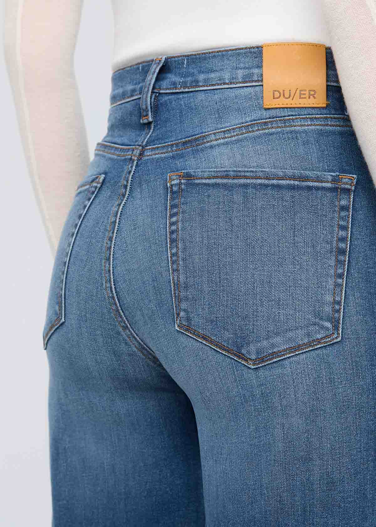 Performance Denim+ High Rise Straight - Mid Blue