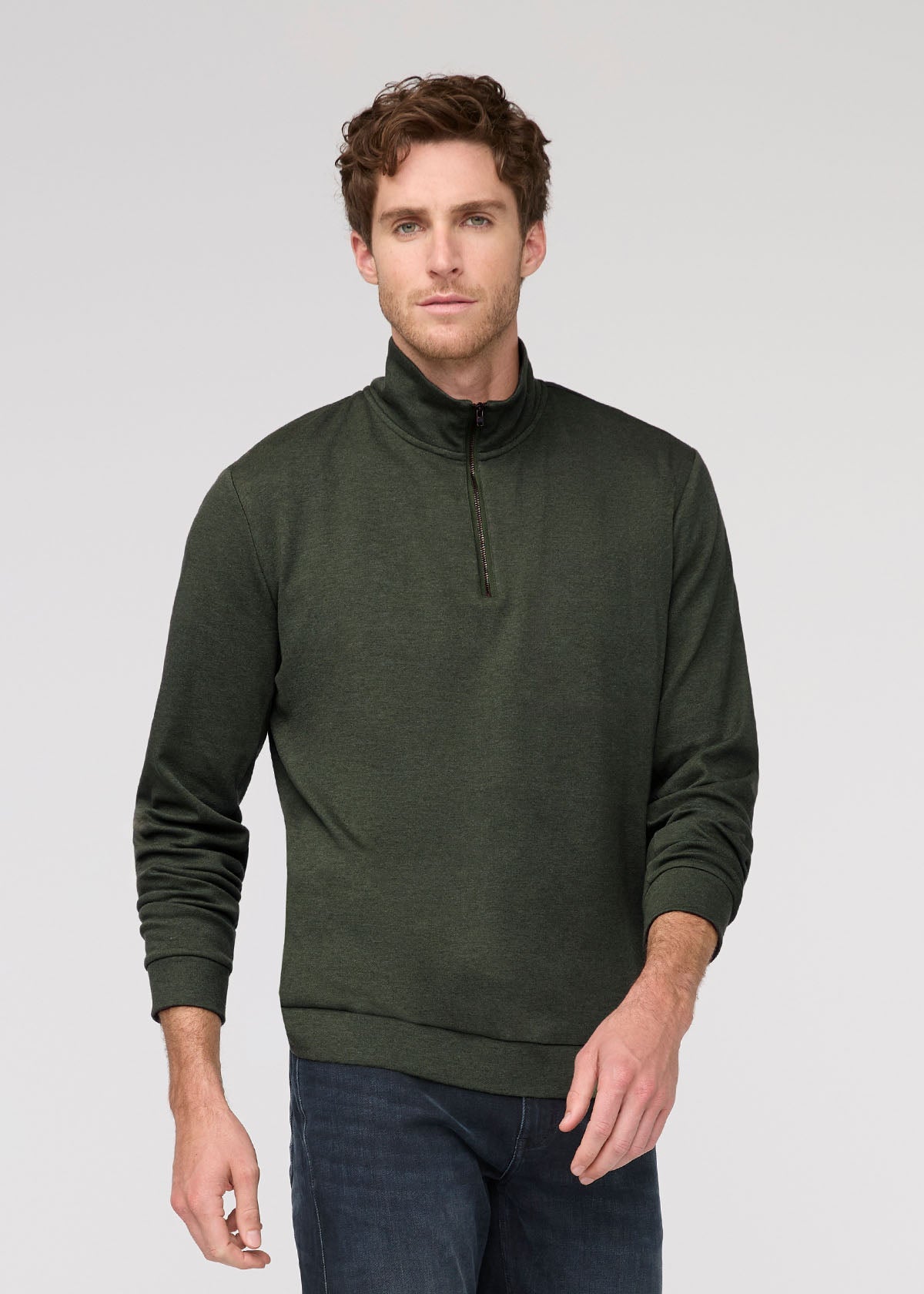 Performance Flannel Quarter Zip - Heather Peat