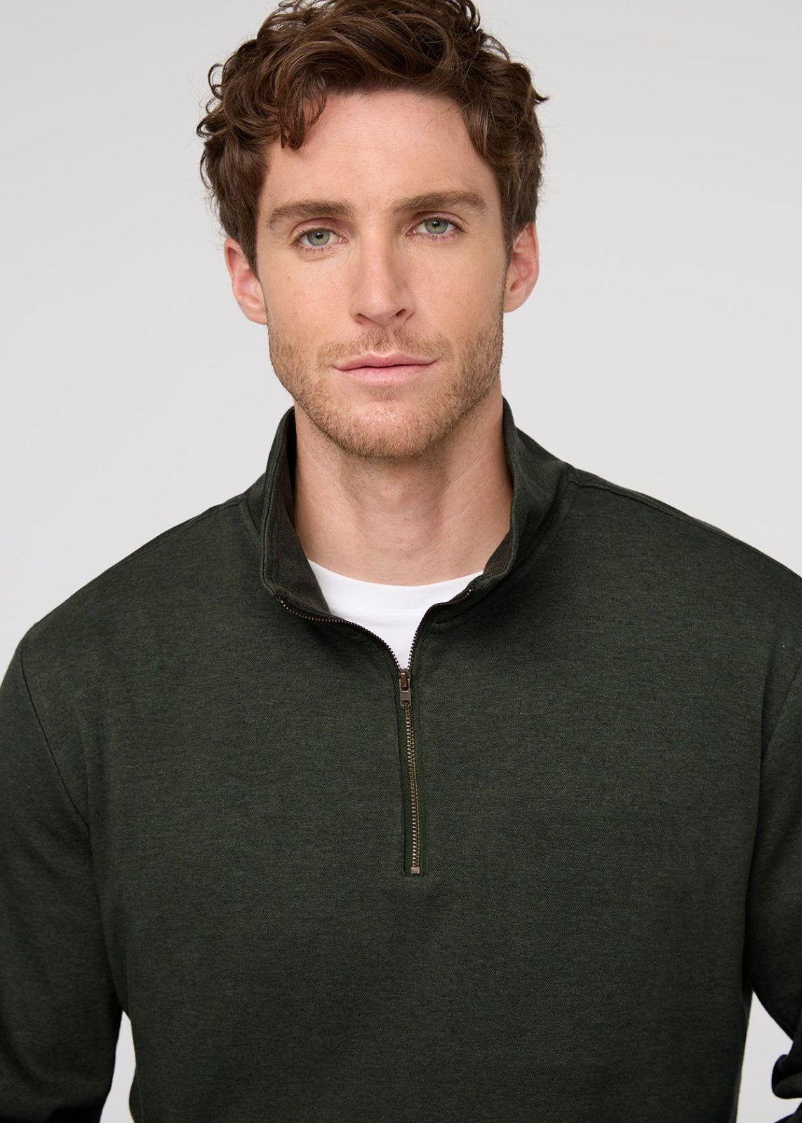 Performance Flannel Quarter Zip - Heather Peat