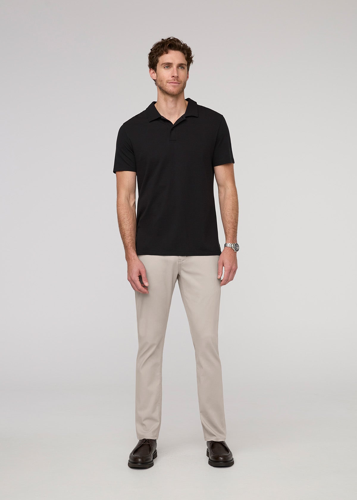 NuStretch Slim Straight Trouser - Stone