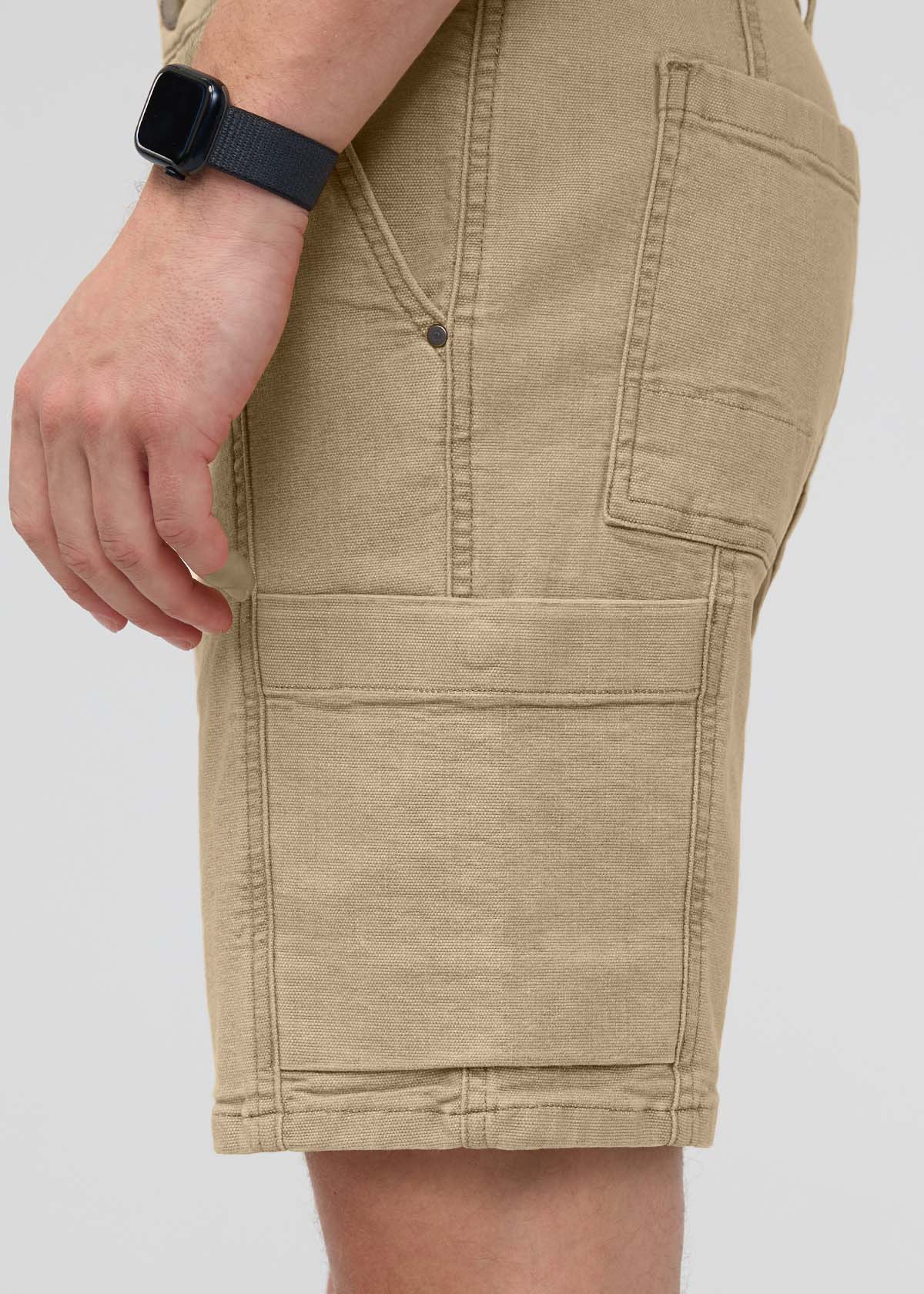 Stretch Canvas Cargo Short - Tan