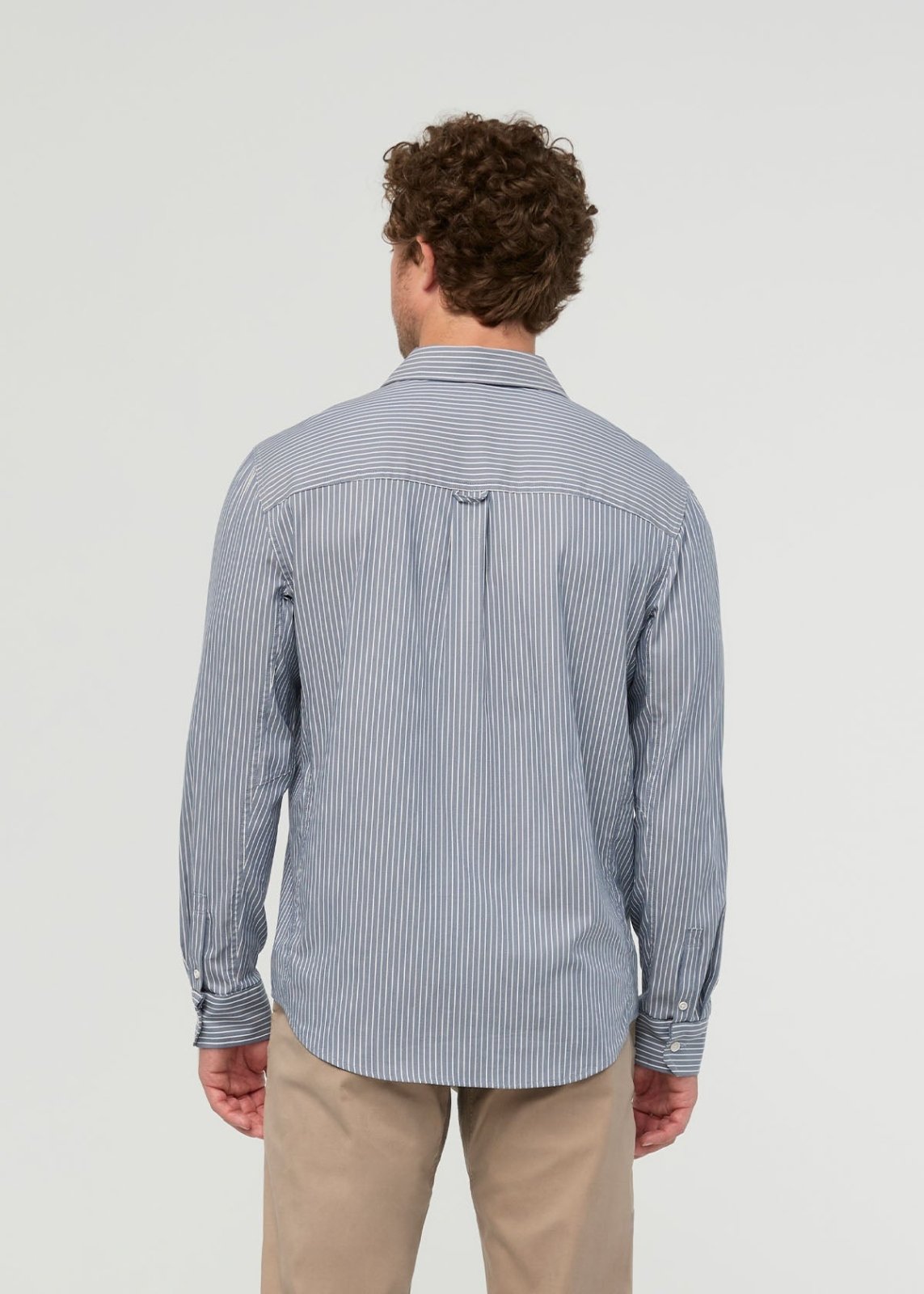 Cloudweight Twill One Pocket Shirt - Slate Blue Fine Stripe