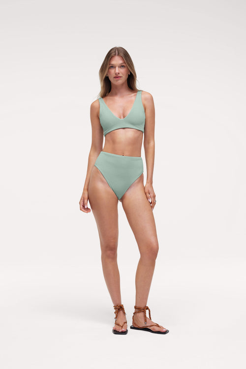 High Waist Bikini Bottom | Crispy Pistachio