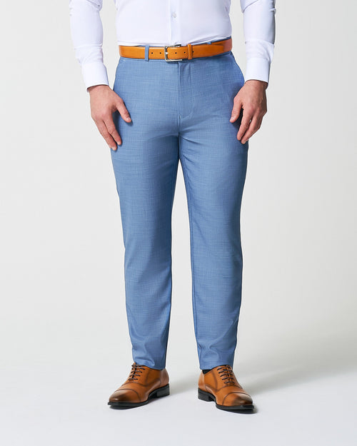 Athletic Fit Stretch Suit Pants - Heathered Light Blue