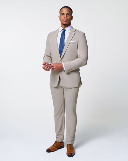 Athletic Fit Stretch Suit - Heathered Stone