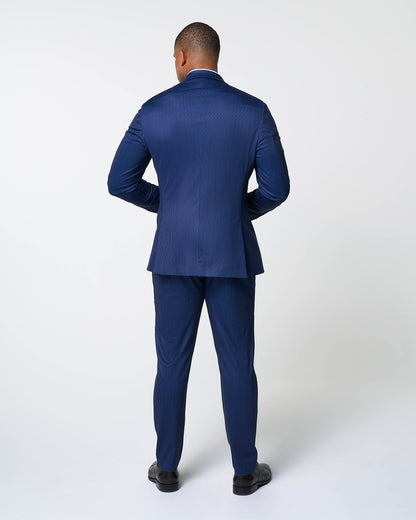 Athletic Fit Stretch Suit Pants - Navy & White Stripe