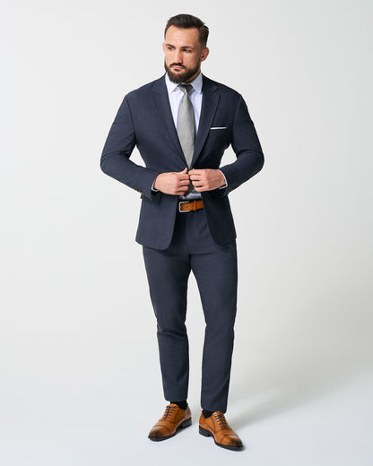 Athletic Fit Stretch Suit Pants - Heathered Midnight Navy