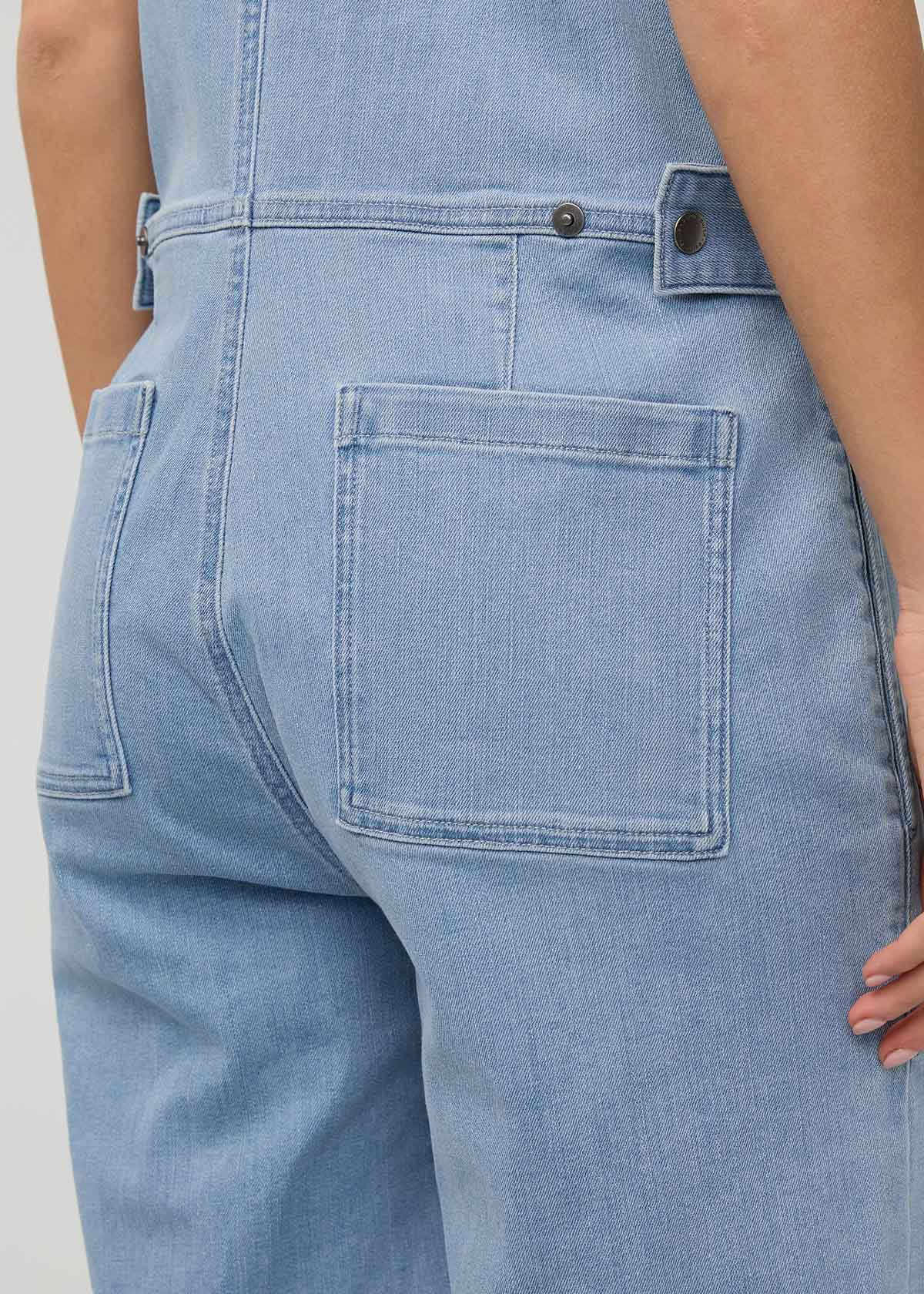 Performance Denim Short Sleeve Jumpsuit - Desert Blue
