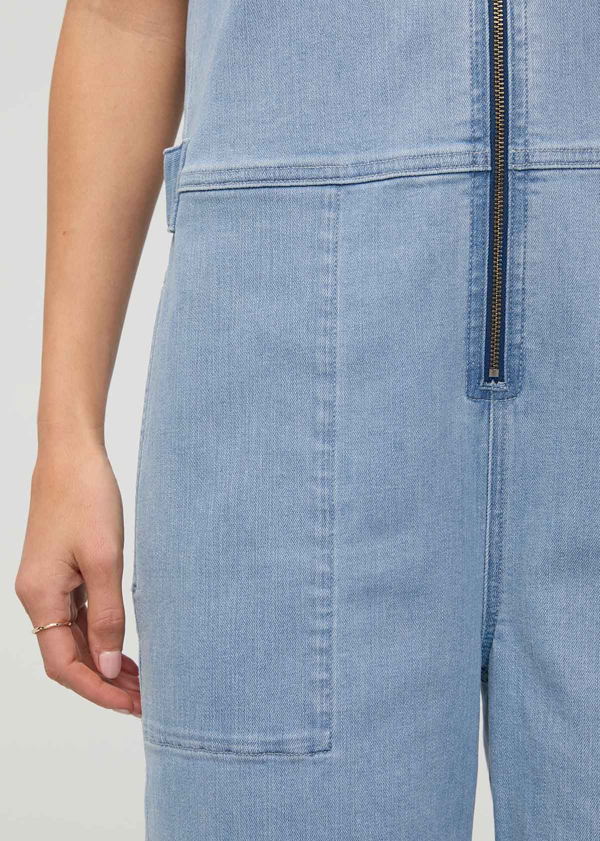 Performance Denim Short Sleeve Jumpsuit - Desert Blue