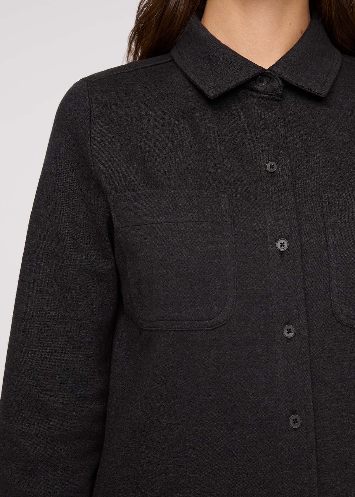 Performance Flannel Button Down - Heather Black
