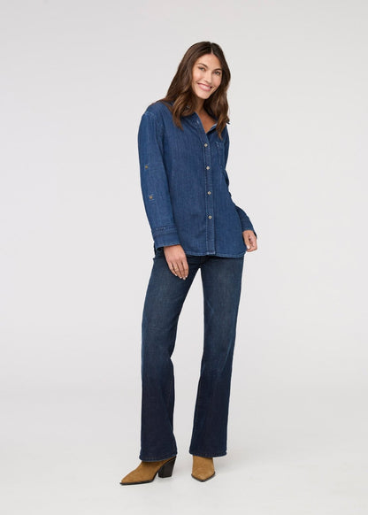 Performance Denim Lite Relaxed Button Down - Medium Stone