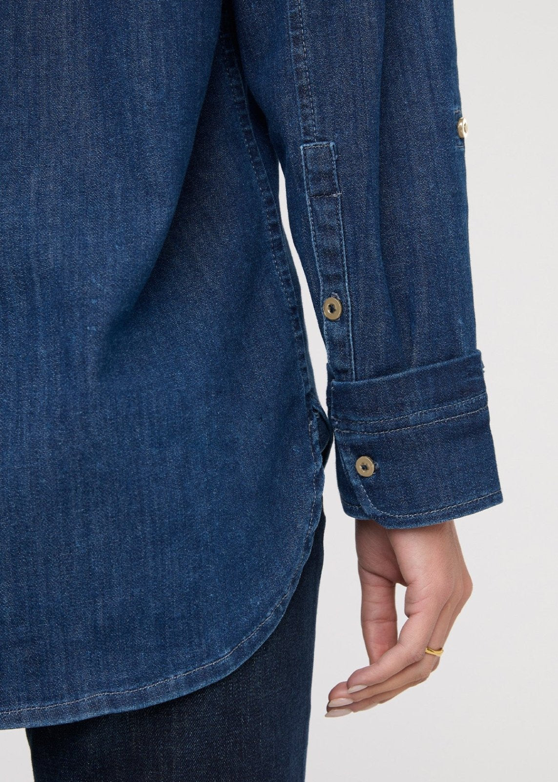 Performance Denim Lite Relaxed Button Down - Medium Stone